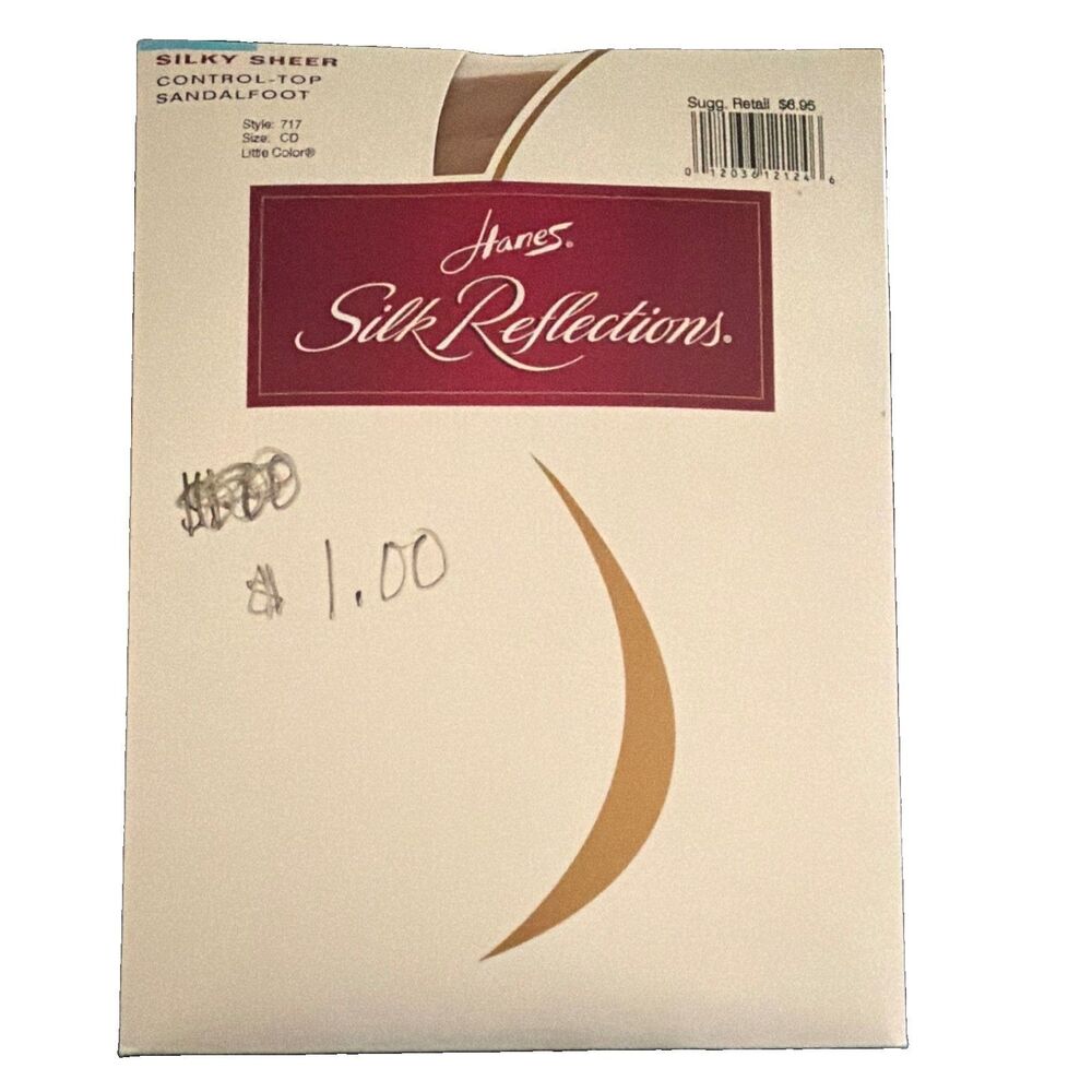 Hanes Silk Reflections Control Top Sheer Pantyhose C/D Beige Sandal Toe 15D